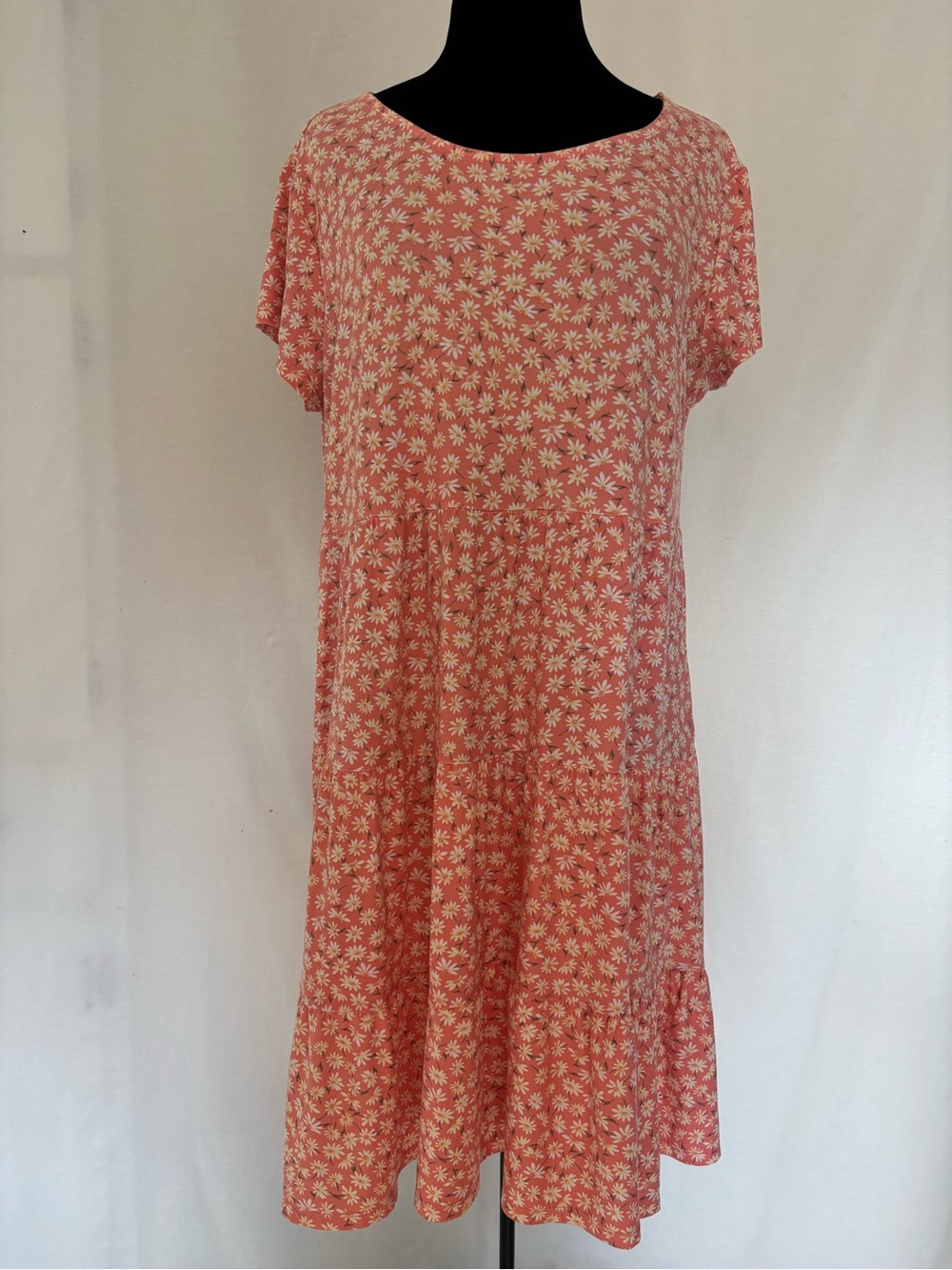 mySTYLE Coral Daisy Floral Tiered Midi Dress Cottagecore Prairie Soft Girl XL
